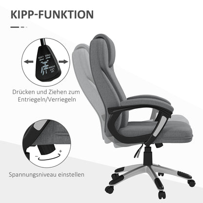 Office Chair Computer Chair Swivel Chair Height-Adjustable Rocking Function with Headrest and Padded Armrests Ergonomic Gray Linen 26 x 29.5 x 43.3-47.2 inches