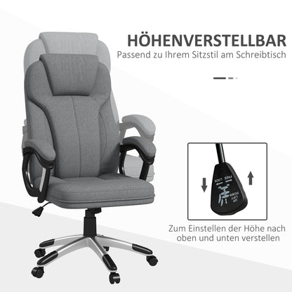 Office Chair Computer Chair Swivel Chair Height-Adjustable Rocking Function with Headrest and Padded Armrests Ergonomic Gray Linen 26 x 29.5 x 43.3-47.2 inches