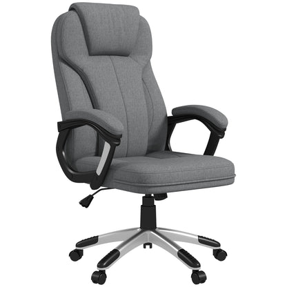 Office Chair Computer Chair Swivel Chair Height-Adjustable Rocking Function with Headrest and Padded Armrests Ergonomic Gray Linen 26 x 29.5 x 43.3-47.2 inches
