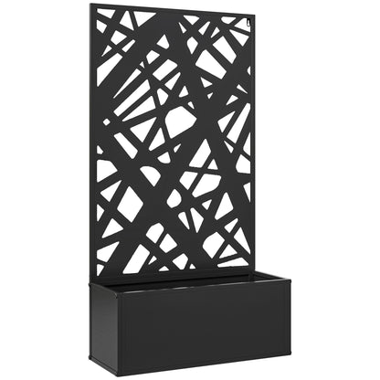 Grid Planter Box, Privacy Screen Paravent, Metal Planter Box for Indoor and Outdoor, Balcony Terrace Garden, 61x23x113 cm, Black