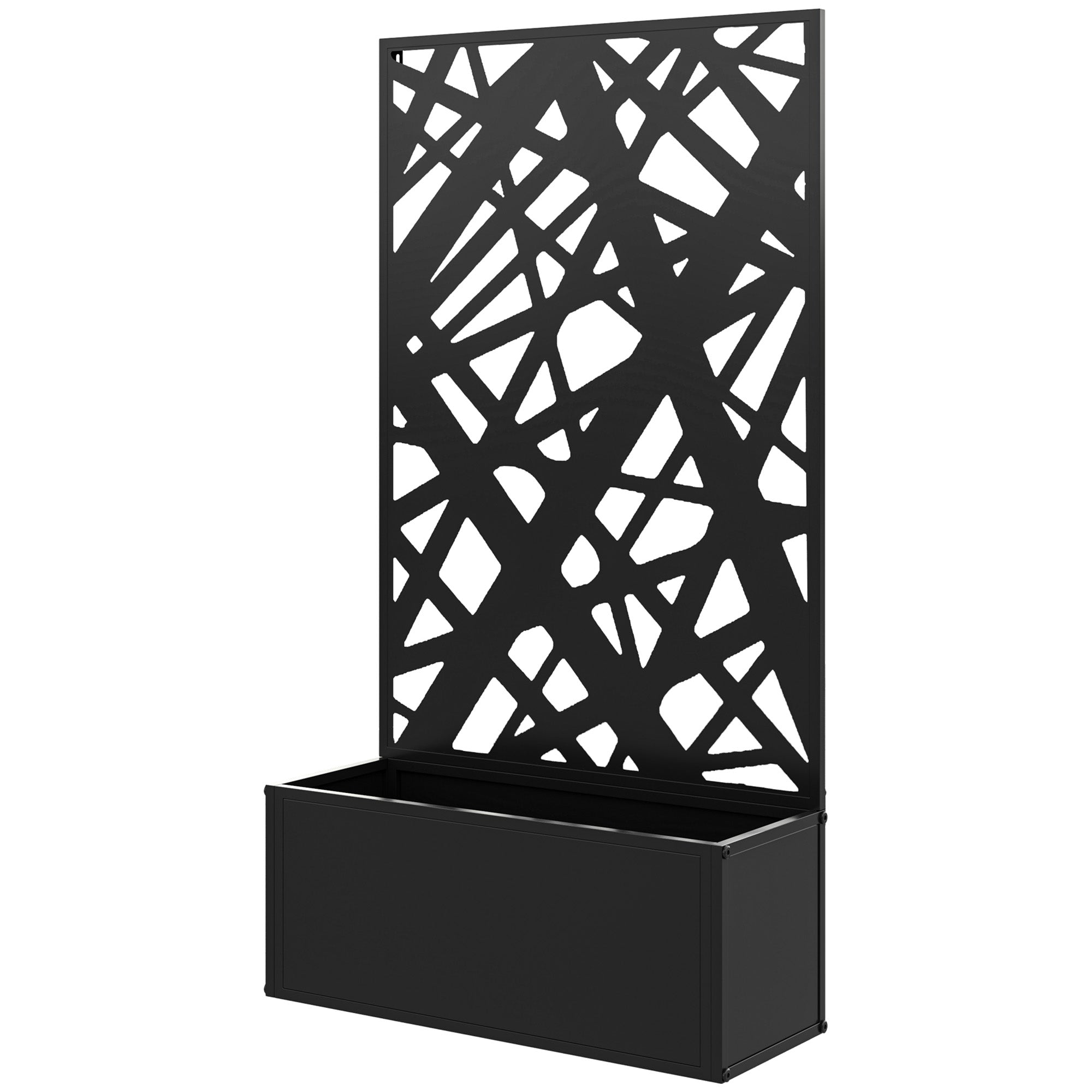 Grid Planter Box, Privacy Screen Paravent, Metal Planter Box for Indoor and Outdoor, Balcony Terrace Garden, 61x23x113 cm, Black