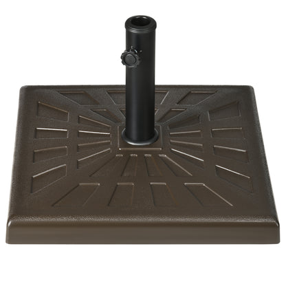 Resin and Metal Garden Umbrella Base with Integrated Knob, Umbrella Stand for Poles Ø32/38/48 mm, for Outdoor and Patio, 19 kg, Brown
