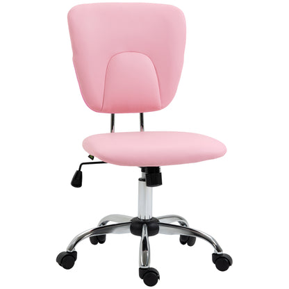 Armless Office Chair Desk Chair for Teens with Adjustable Height and Tilt Function Load 120 kg 50x54x87.5-96.5 cm Pink