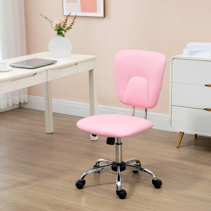 Armless Office Chair Desk Chair for Teens with Adjustable Height and Tilt Function Load 120 kg 50x54x87.5-96.5 cm Pink
