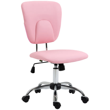 Armless Office Chair Desk Chair for Teens with Adjustable Height and Tilt Function Load 120 kg 50x54x87.5-96.5 cm Pink