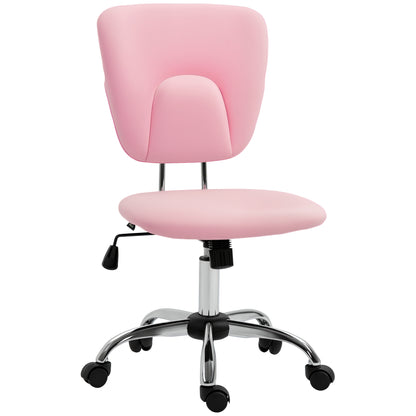 Armless Office Chair Desk Chair for Teens with Adjustable Height and Tilt Function Load 120 kg 50x54x87.5-96.5 cm Pink