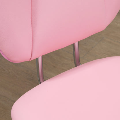 Armless Office Chair Desk Chair for Teens with Adjustable Height and Tilt Function Load 120 kg 50x54x87.5-96.5 cm Pink