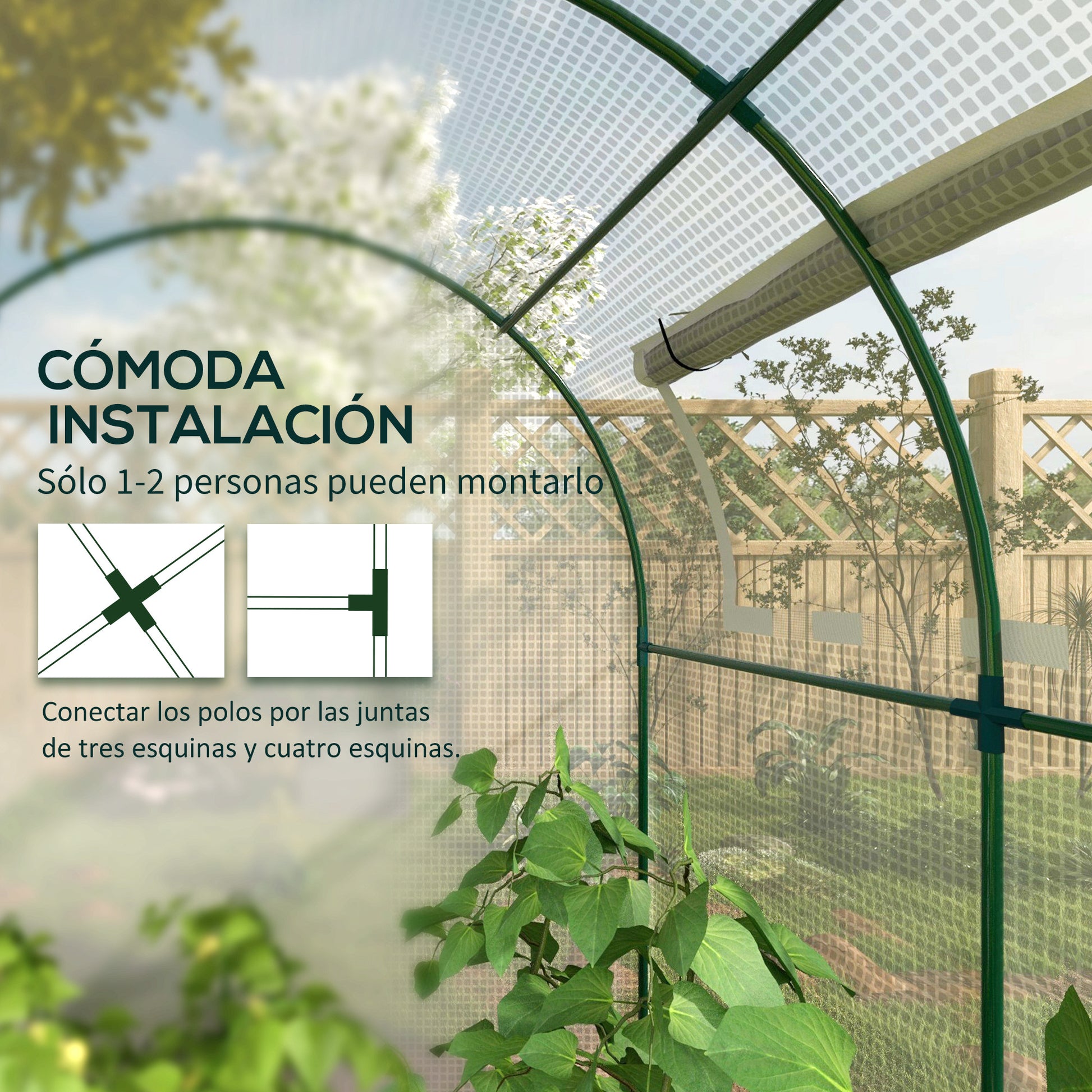 Garden Greenhouse 180x180x200 cm Small Tunnel Greenhouse with Roll-Up Door and Mesh Window for Cultivating Plants Flowers White