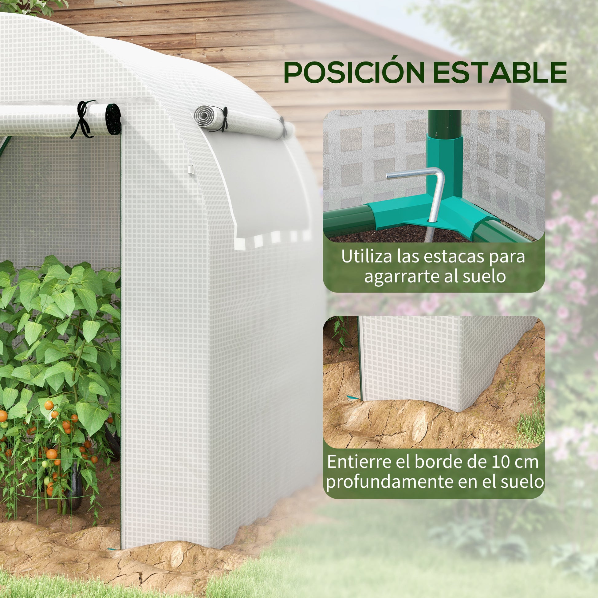 Garden Greenhouse 180x180x200 cm Small Tunnel Greenhouse with Roll-Up Door and Mesh Window for Cultivating Plants Flowers White