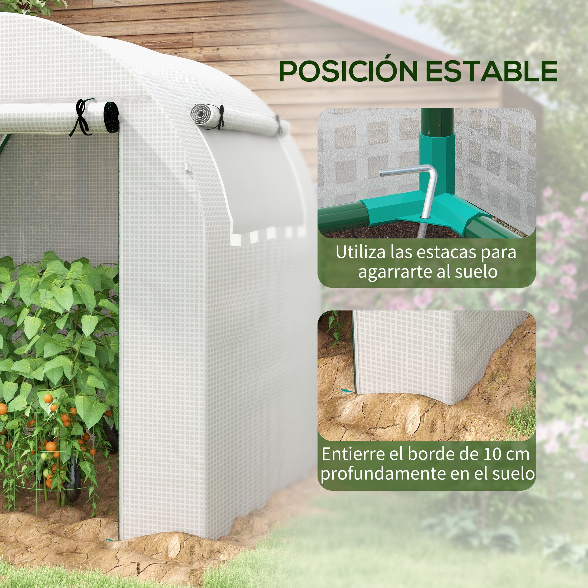 Garden Greenhouse 180x180x200 cm Small Tunnel Greenhouse with Roll-Up Door and Mesh Window for Cultivating Plants Flowers White