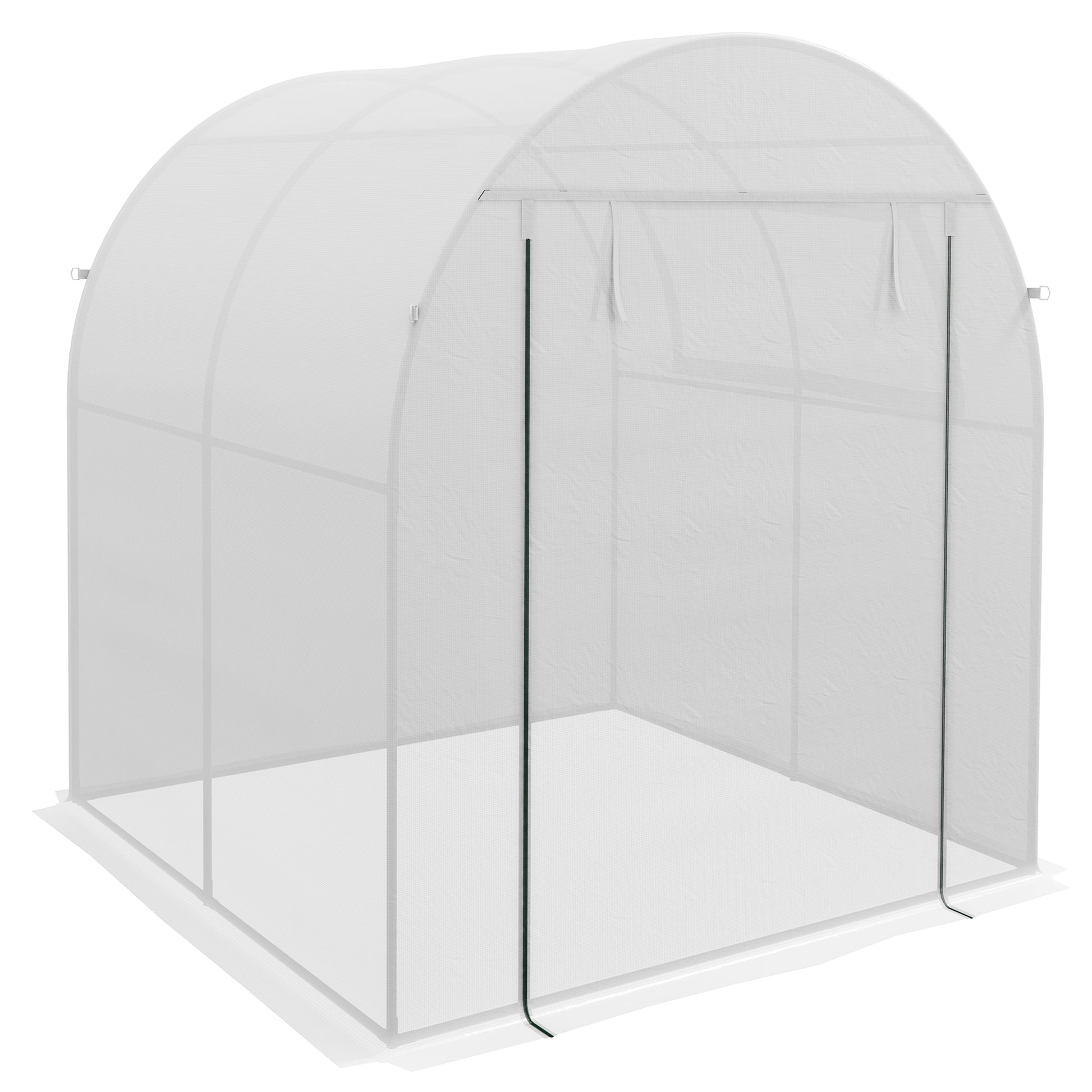 Garden Greenhouse 180x180x200 cm Small Tunnel Greenhouse with Roll-Up Door and Mesh Window for Cultivating Plants Flowers White