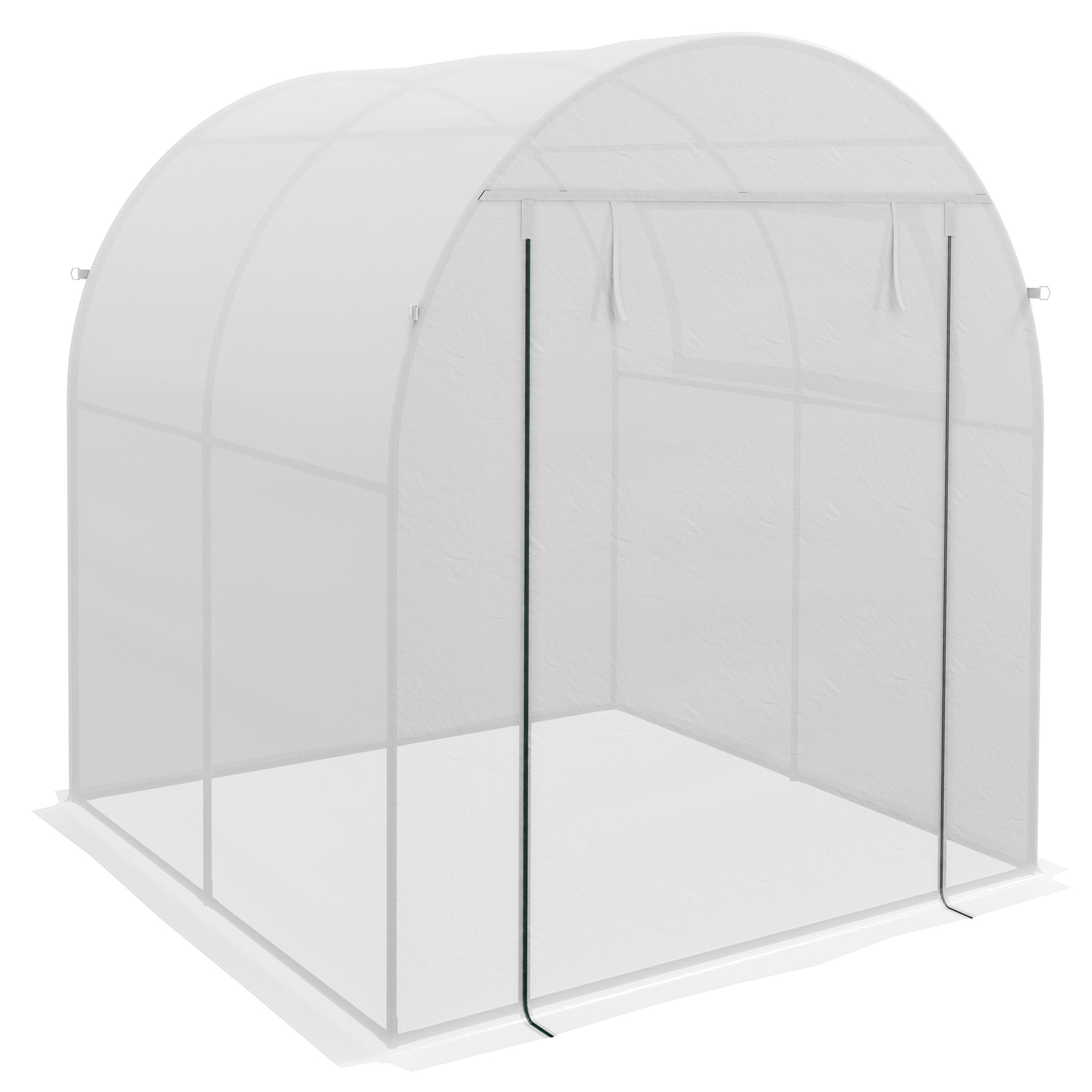Garden Greenhouse 180x180x200 cm Small Tunnel Greenhouse with Roll-Up Door and Mesh Window for Cultivating Plants Flowers White