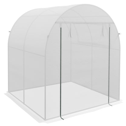 Garden Greenhouse 180x180x200 cm Small Tunnel Greenhouse with Roll-Up Door and Mesh Window for Cultivating Plants Flowers White