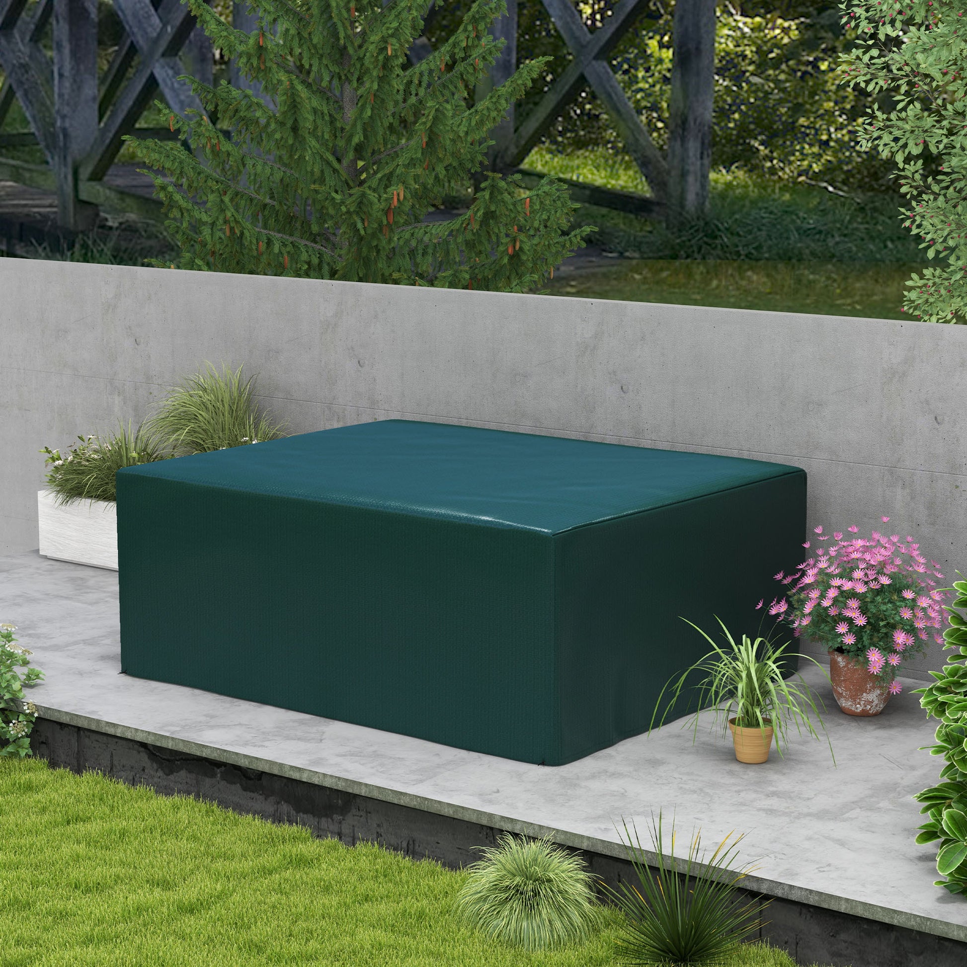 Protective Cover for Garden Furniture Winterproof Waterproof Cover Anti-UV Tarpaulin Fabric Cover Hood for Garden Tables Patio Furniture Rectangular 235 x 190 x 90cm Green