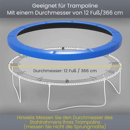SPORTNOW Trampoline Safety Pad Ø12 ft (366 cm) – Tear-Resistant, UV-Resistant, Waterproof Spring Cover — Replacement Edge Pad for Garden Trampolines, Blue