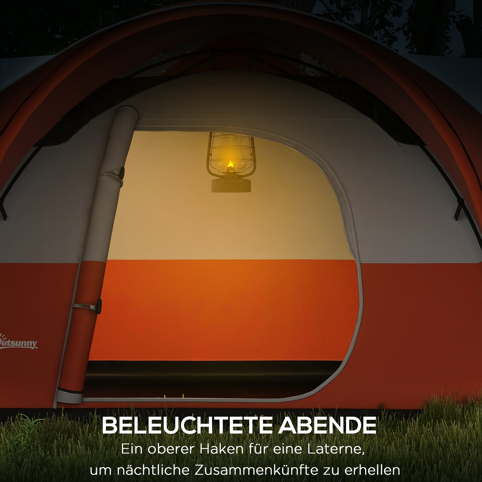 Tunnel Tent, Camping Tent, Water-Resistant Family Tent for 6 People, Festival Tent with Windows, Carrying Bag, for Garden, Patio, Orange