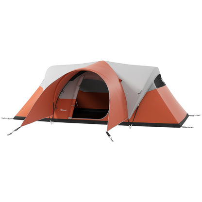 Tunnel Tent, Camping Tent, Water-Resistant Family Tent for 6 People, Festival Tent with Windows, Carrying Bag, for Garden, Patio, Orange