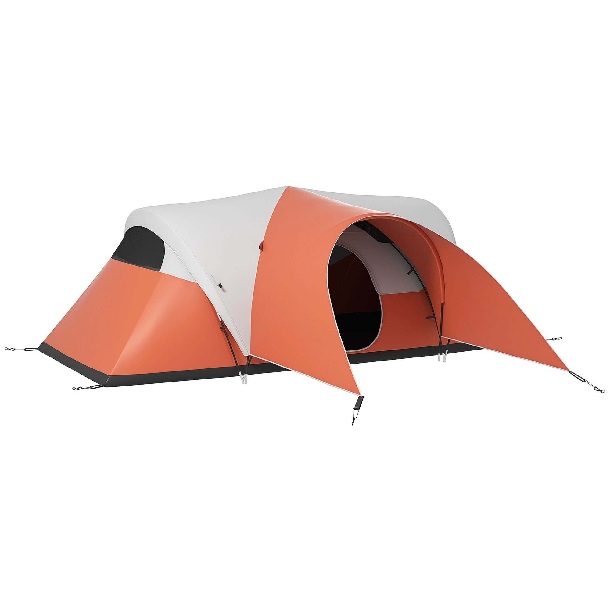 Tunnel Tent, Camping Tent, Water-Resistant Family Tent for 6 People, Festival Tent with Windows, Carrying Bag, for Garden, Patio, Orange