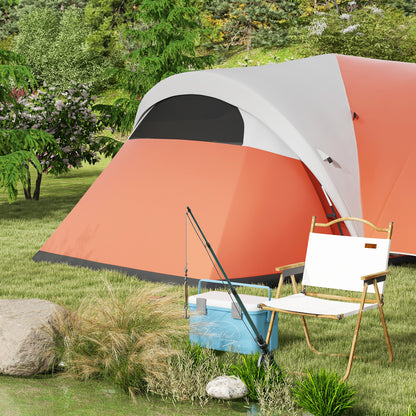 Tunnel Tent, Camping Tent, Water-Resistant Family Tent for 6 People, Festival Tent with Windows, Carrying Bag, for Garden, Patio, Orange