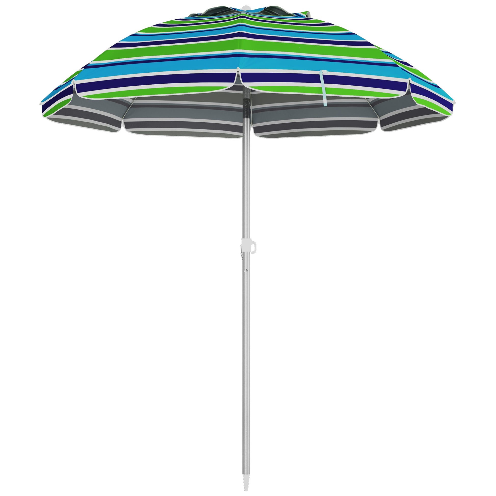Beach Umbrella Ø178x205 cm Patio Parasol with 45° Tilt Adjustable Height Manual Opening Anti-UV Waterproof and Carry Bag for Garden Pool Multicolor