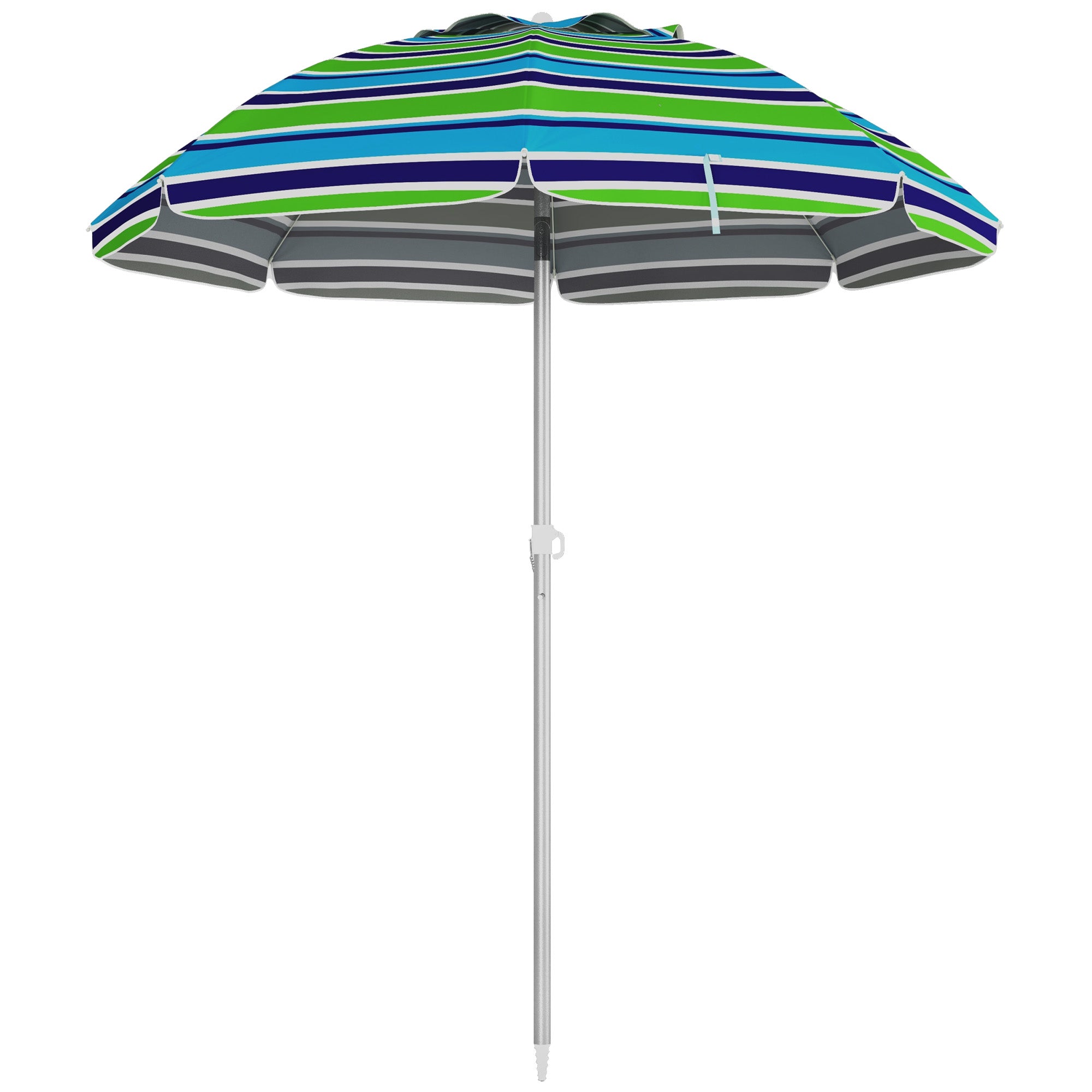 Beach Umbrella Ø178x205 cm Patio Parasol with 45° Tilt Adjustable Height Manual Opening Anti-UV Waterproof and Carry Bag for Garden Pool Multicolor