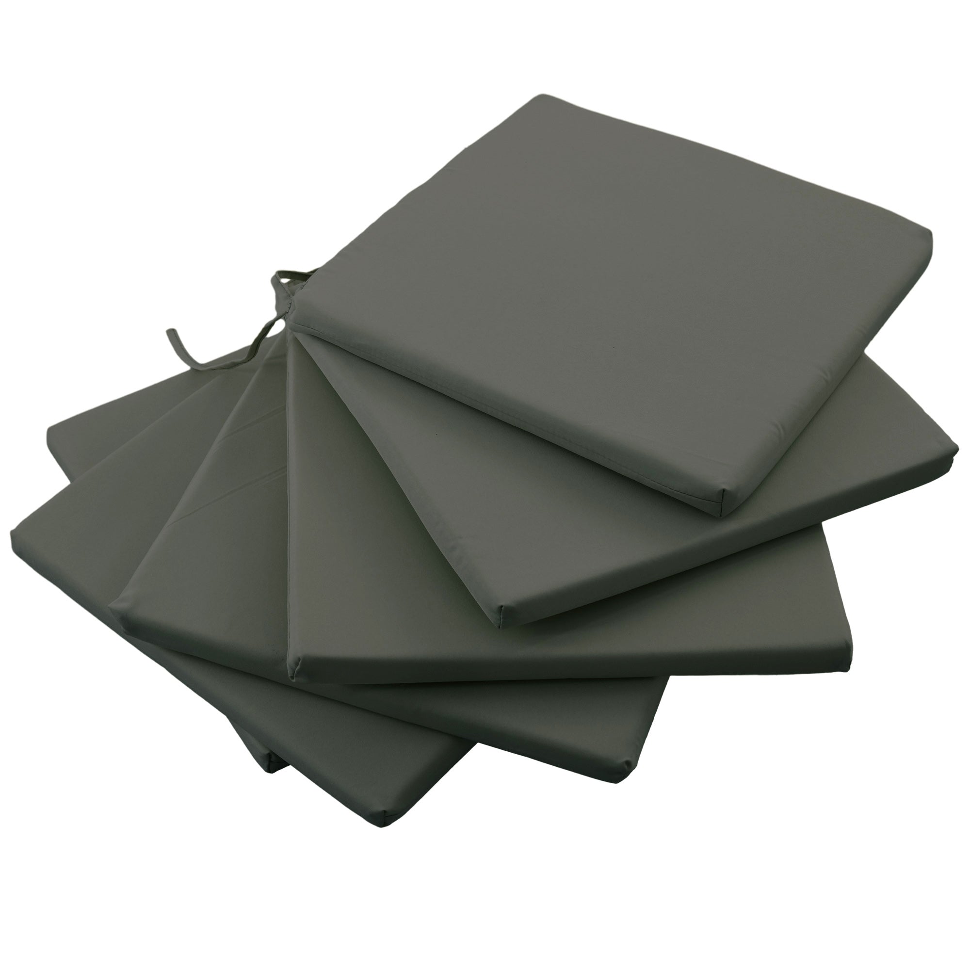 Set of 6 Garden Chair Cushions - Outdoor Chair Cushion Padding 3 cm Polyester Fabric dim. 42L x 42W cm Dark Grey