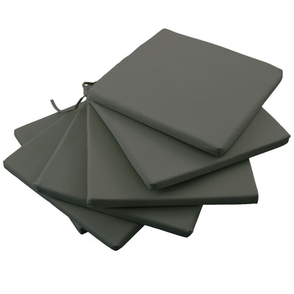Set of 6 Garden Chair Cushions - Outdoor Chair Cushion Padding 3 cm Polyester Fabric dim. 42L x 42W cm Dark Grey