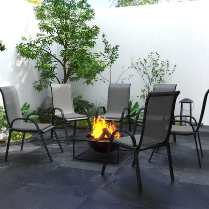Set of 6 Garden Chair Cushions - Outdoor Chair Cushion Padding 3 cm Polyester Fabric dim. 42L x 42W cm Dark Grey