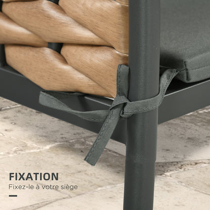 Set of 6 Garden Chair Cushions - Outdoor Chair Cushion Padding 3 cm Polyester Fabric dim. 42L x 42W cm Dark Grey