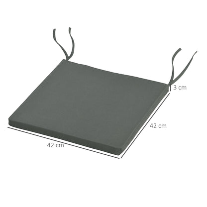 Set of 6 Garden Chair Cushions - Outdoor Chair Cushion Padding 3 cm Polyester Fabric dim. 42L x 42W cm Dark Grey