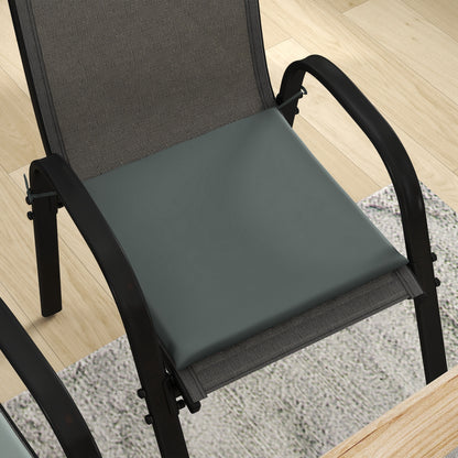 Set of 6 Garden Chair Cushions - Outdoor Chair Cushion Padding 3 cm Polyester Fabric dim. 42L x 42W cm Dark Grey