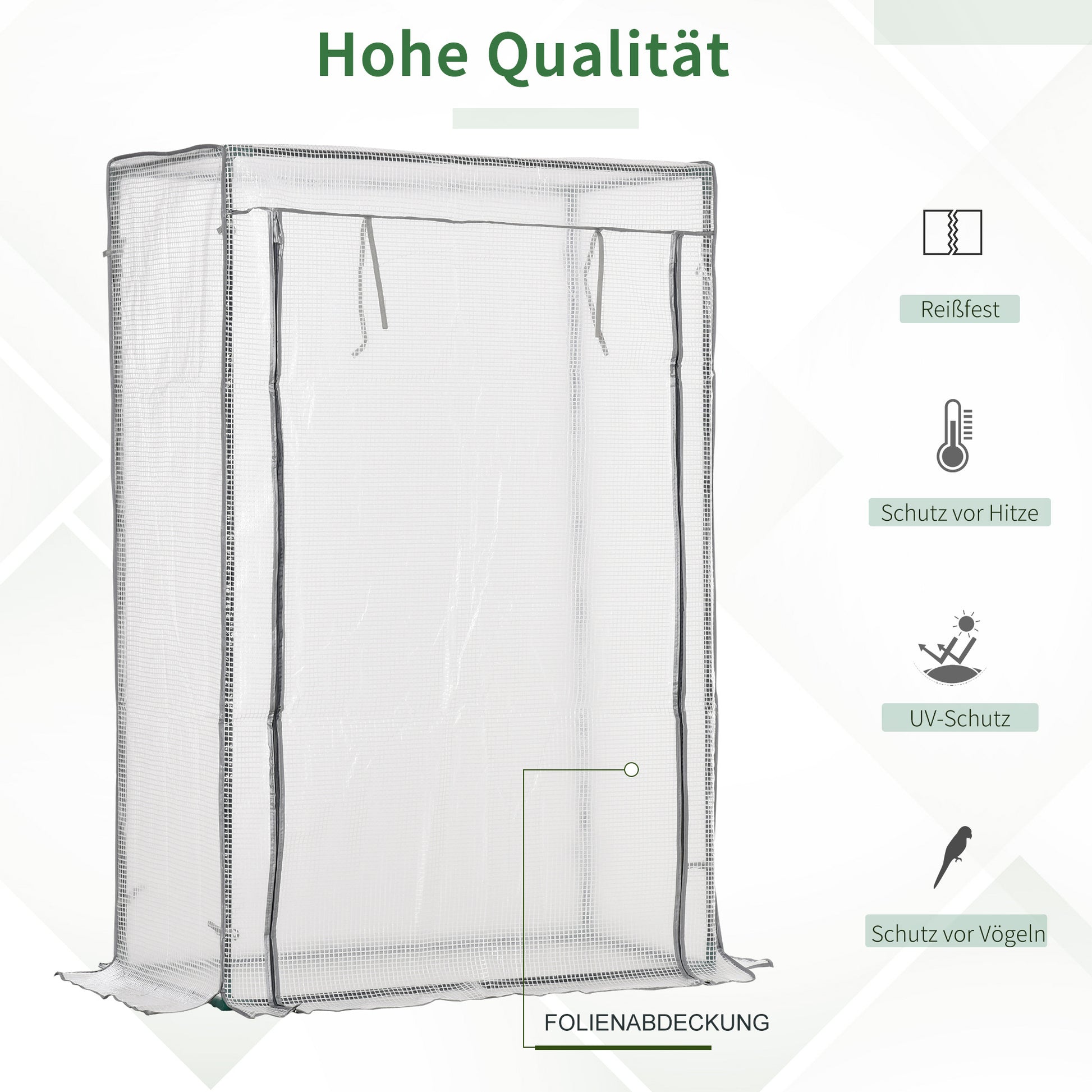 Greenhouse with PE Grid Film, Door, Winterproof Foil Greenhouse made of Steel, Greenhouse for Balcony, Garden, Tomato House 100 x 50 x 150 cm, Tomato Greenhouse for Tomatoes, Vegetables, White
