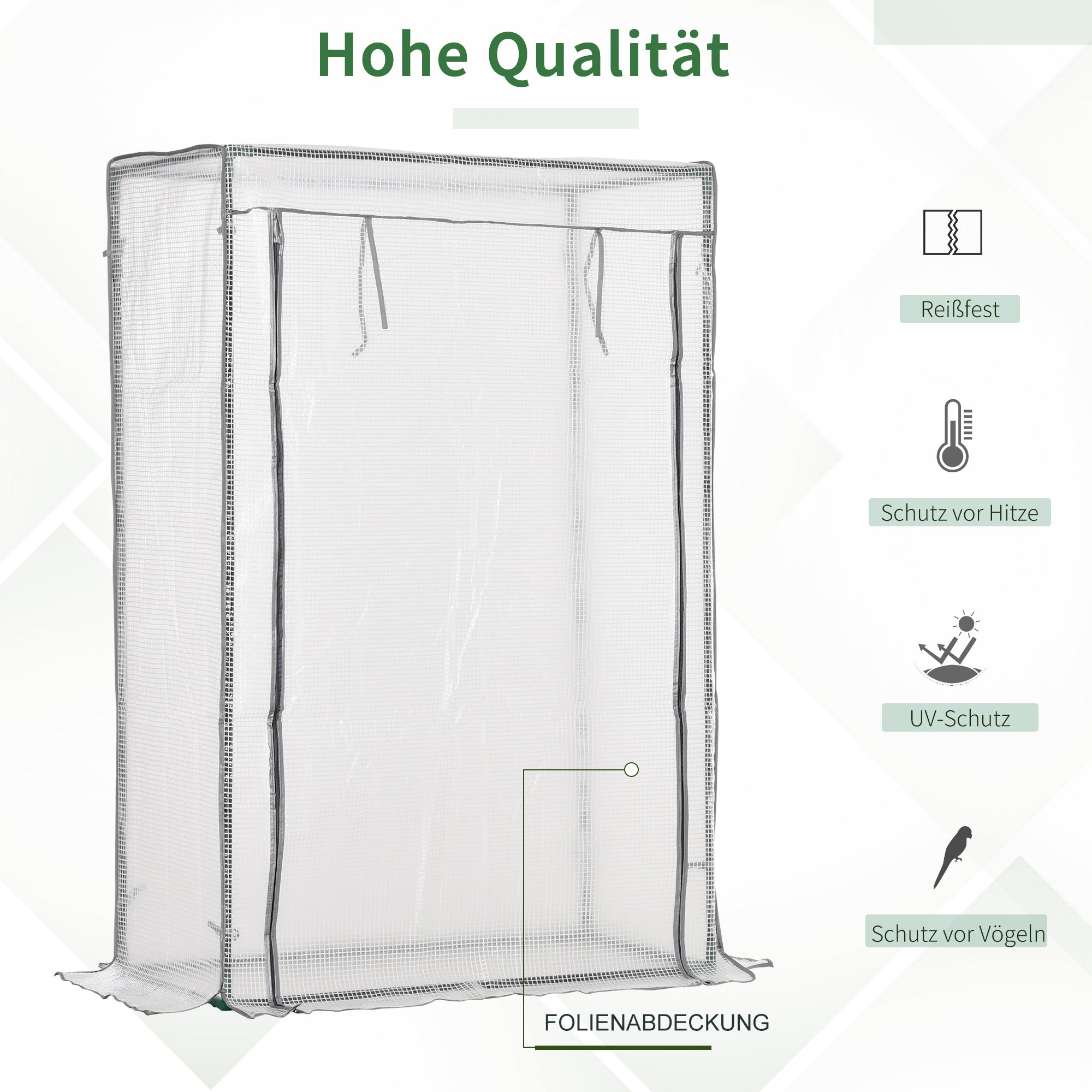 Greenhouse with PE Grid Film, Door, Winterproof Foil Greenhouse made of Steel, Greenhouse for Balcony, Garden, Tomato House 100 x 50 x 150 cm, Tomato Greenhouse for Tomatoes, Vegetables, White