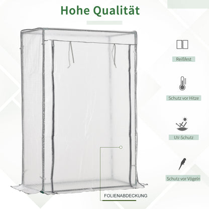 Greenhouse with PE Grid Film, Door, Winterproof Foil Greenhouse made of Steel, Greenhouse for Balcony, Garden, Tomato House 100 x 50 x 150 cm, Tomato Greenhouse for Tomatoes, Vegetables, White