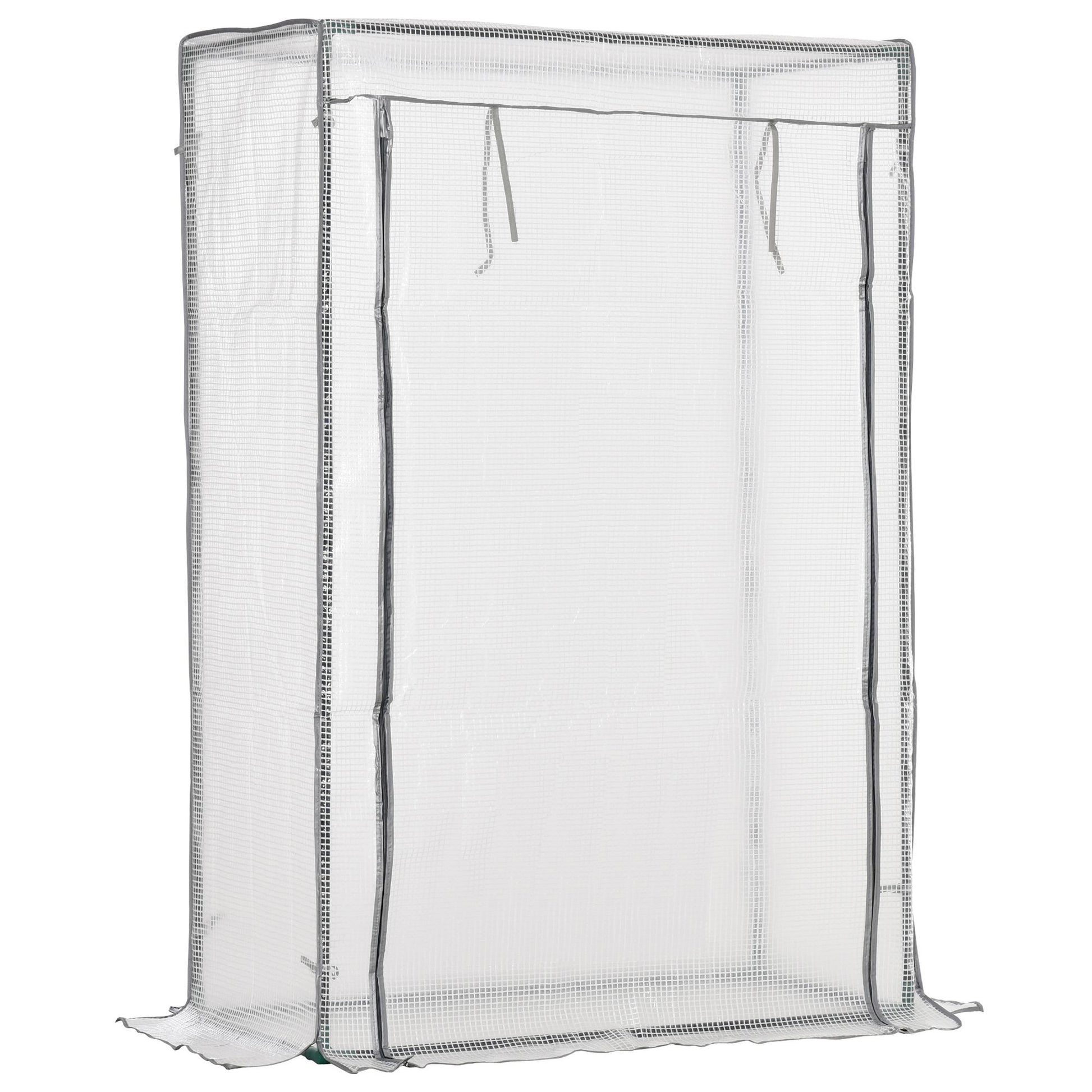Greenhouse with PE Grid Film, Door, Winterproof Foil Greenhouse made of Steel, Greenhouse for Balcony, Garden, Tomato House 100 x 50 x 150 cm, Tomato Greenhouse for Tomatoes, Vegetables, White