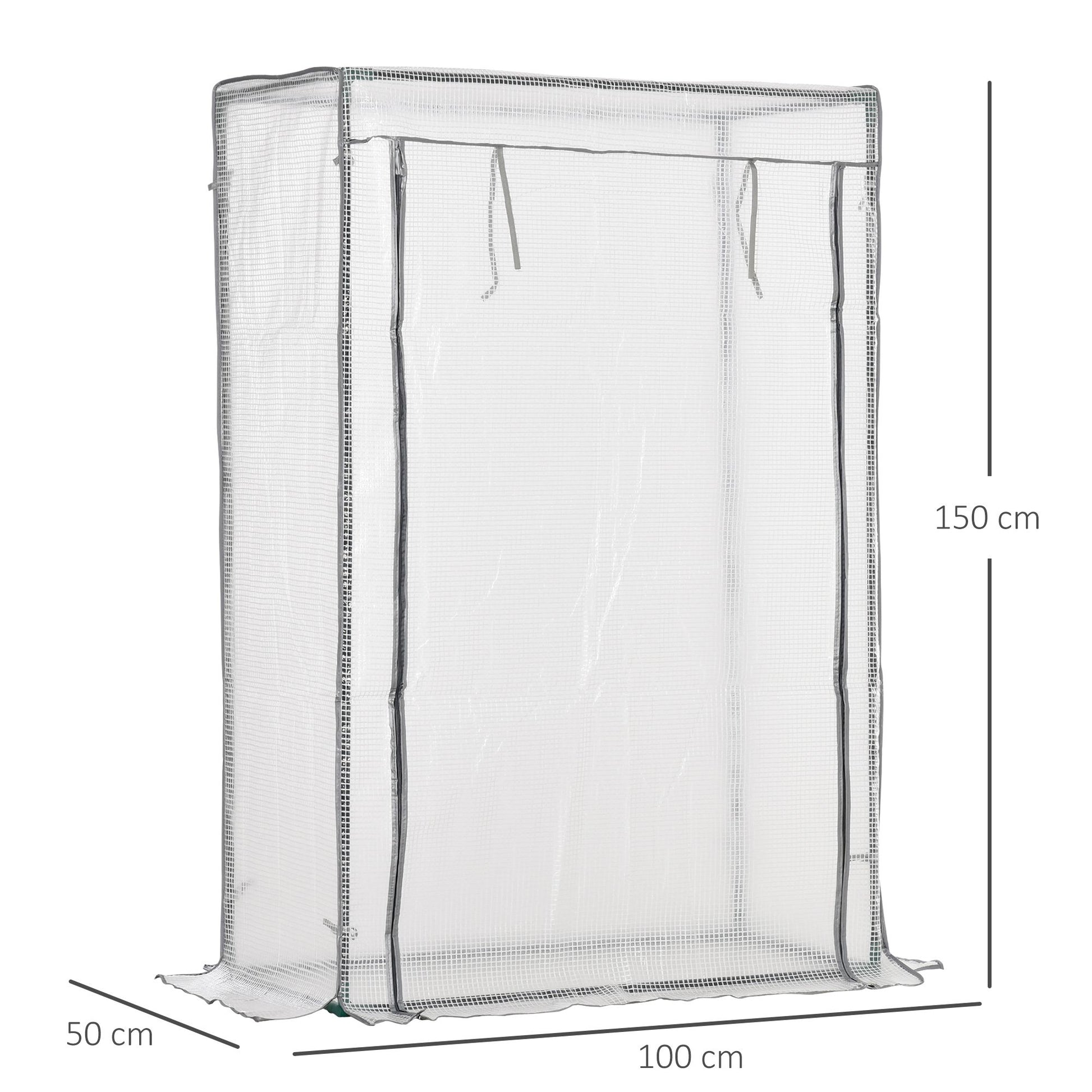 Greenhouse with PE Grid Film, Door, Winterproof Foil Greenhouse made of Steel, Greenhouse for Balcony, Garden, Tomato House 100 x 50 x 150 cm, Tomato Greenhouse for Tomatoes, Vegetables, White