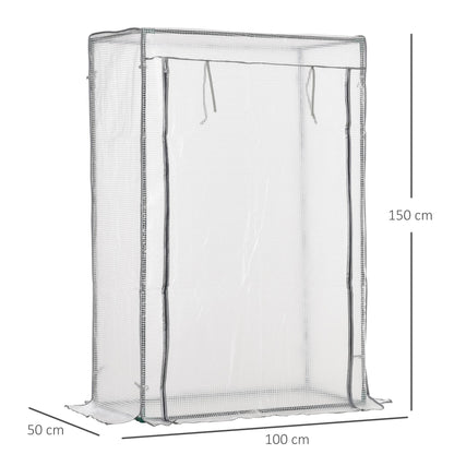 Greenhouse with PE Grid Film, Door, Winterproof Foil Greenhouse made of Steel, Greenhouse for Balcony, Garden, Tomato House 100 x 50 x 150 cm, Tomato Greenhouse for Tomatoes, Vegetables, White