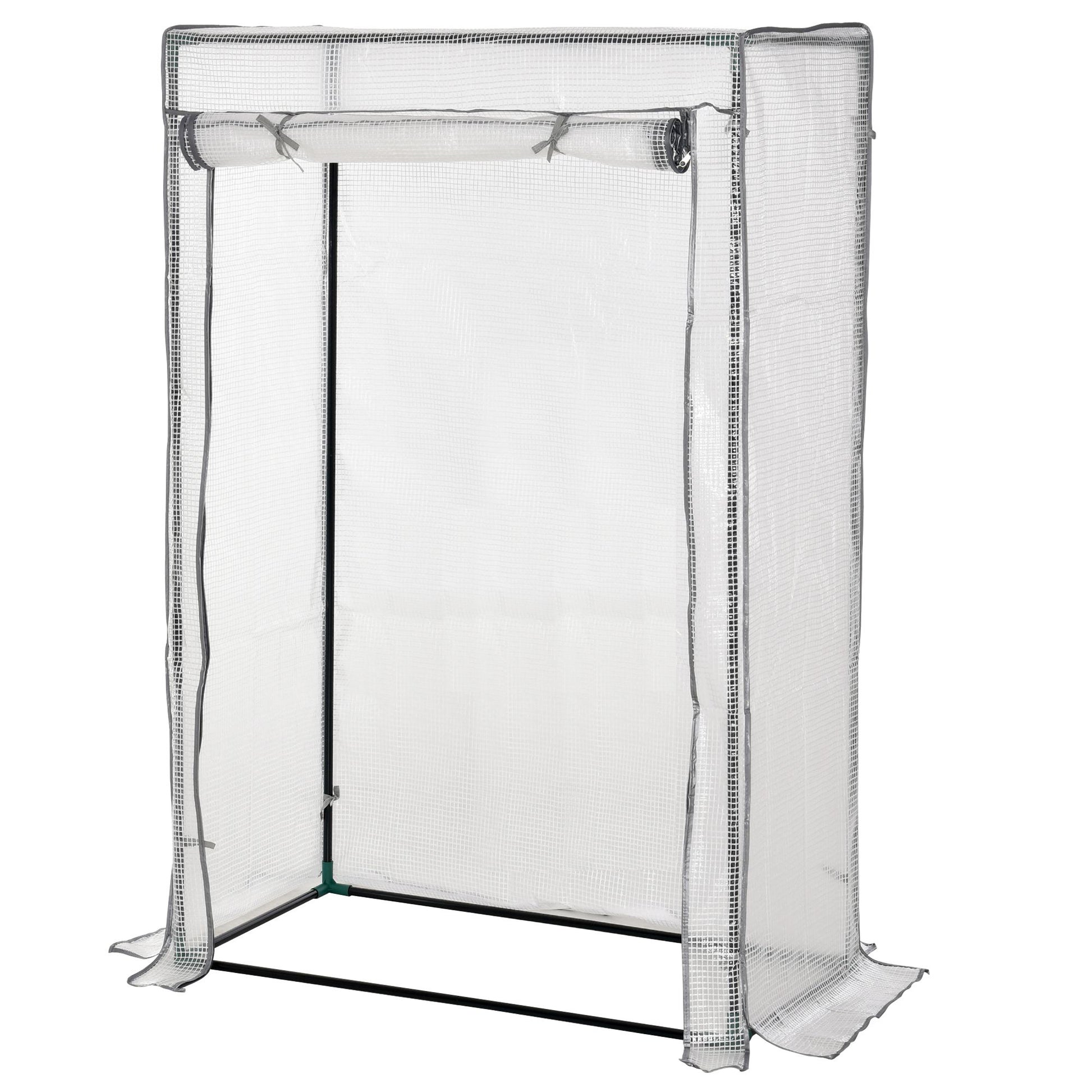 Greenhouse with PE Grid Film, Door, Winterproof Foil Greenhouse made of Steel, Greenhouse for Balcony, Garden, Tomato House 100 x 50 x 150 cm, Tomato Greenhouse for Tomatoes, Vegetables, White