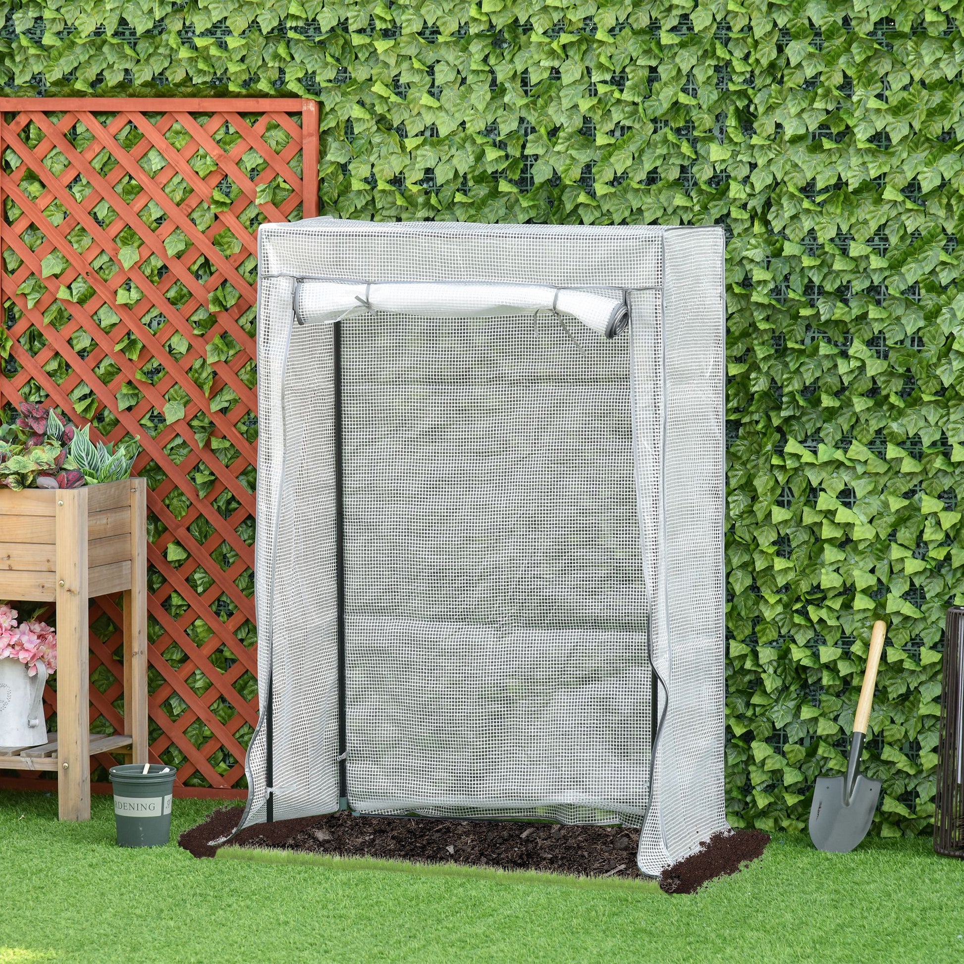 Greenhouse with PE Grid Film, Door, Winterproof Foil Greenhouse made of Steel, Greenhouse for Balcony, Garden, Tomato House 100 x 50 x 150 cm, Tomato Greenhouse for Tomatoes, Vegetables, White