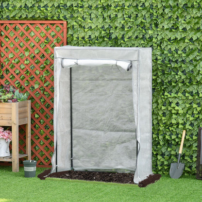 Greenhouse with PE Grid Film, Door, Winterproof Foil Greenhouse made of Steel, Greenhouse for Balcony, Garden, Tomato House 100 x 50 x 150 cm, Tomato Greenhouse for Tomatoes, Vegetables, White