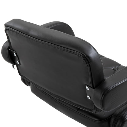 High Bar Stool with Backrest and Armrests, Modern Swivel Kitchen Stool with Adjustable Height and Footrest, in Faux Leather, 61x50x94-114cm, Black