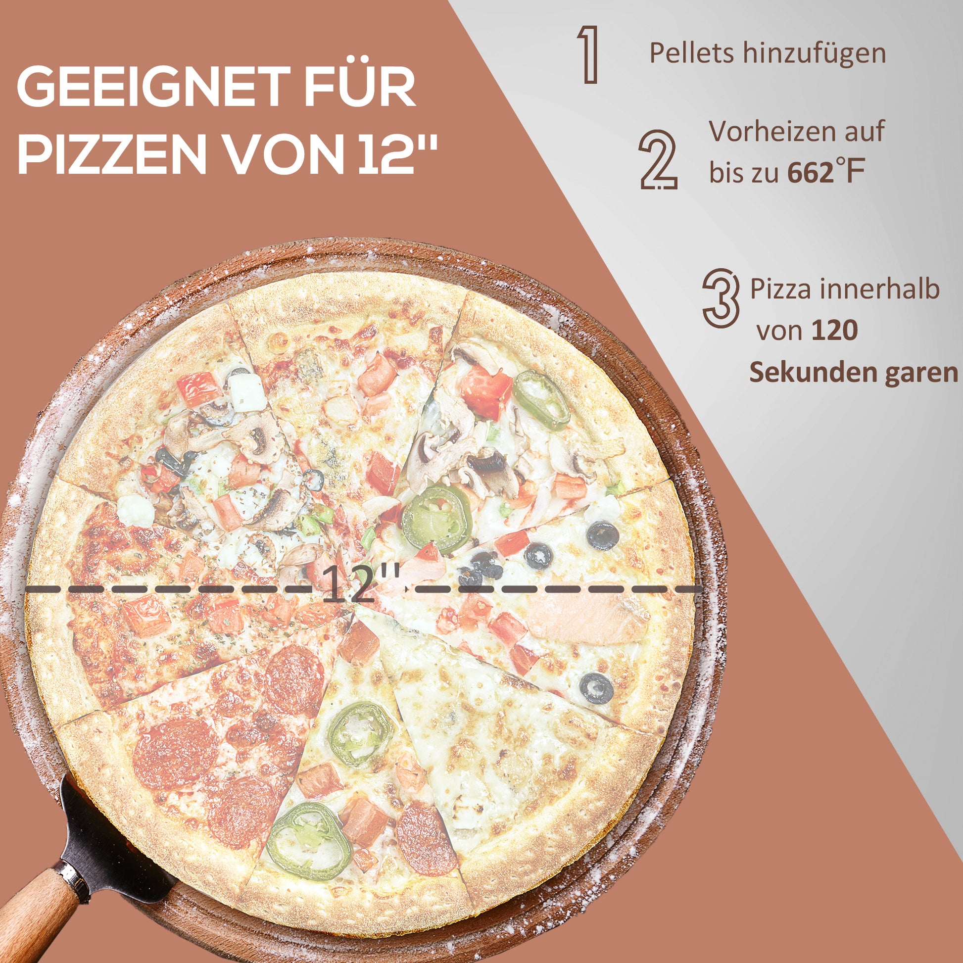 2-in-1 Wood Fired Pizza Oven with Pizza Stone, Pizza Peel, Pizza Paddle, Foldable Grill for Outdoor BBQ Steel Black