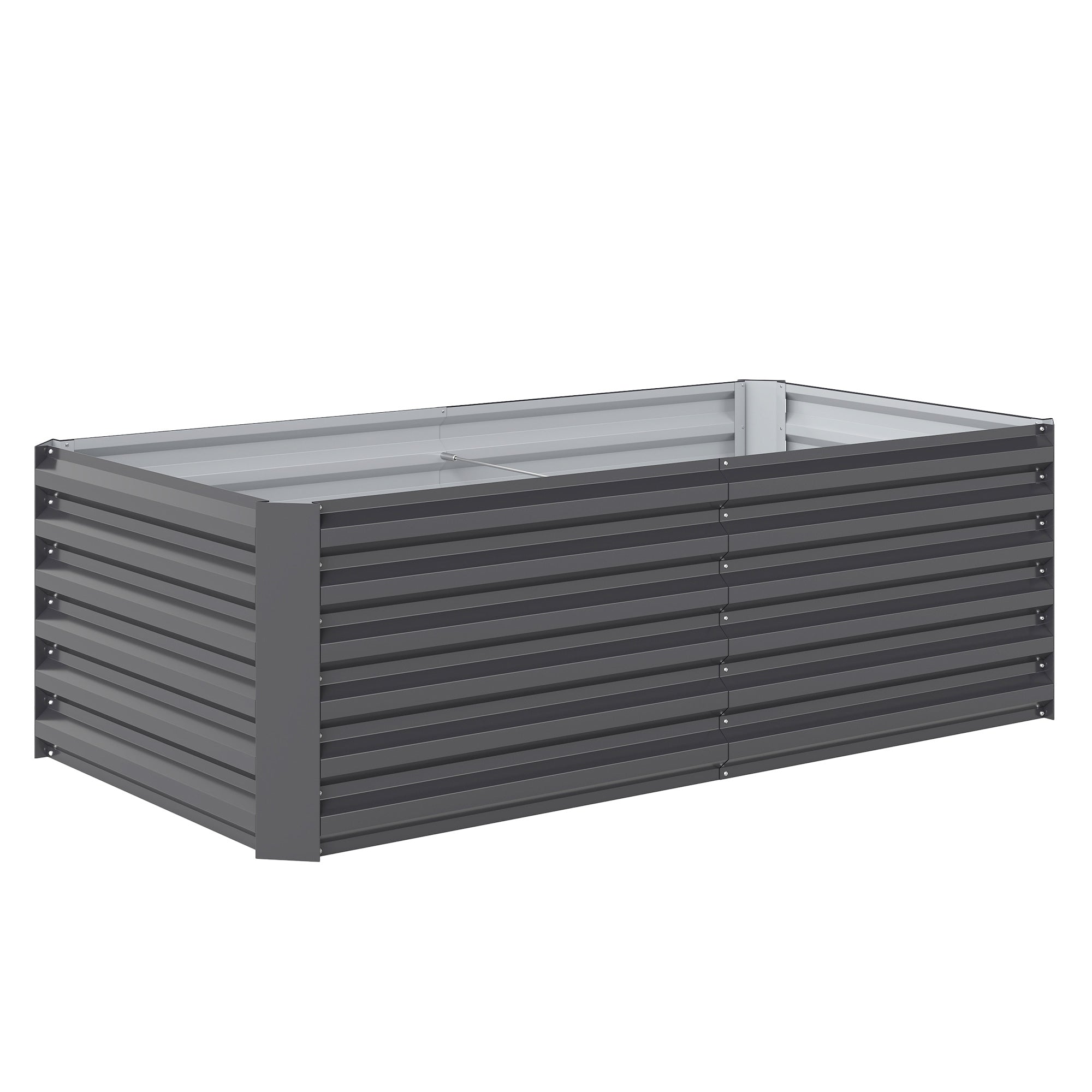 Galvanized Steel Raised Garden Bed 71 x 35.4 x 22.6 in — Deep Planter with Support Rods & Open Bottom, Weatherproof Herb and Vegetable Planter for Garden & Balcony, Dark Gray