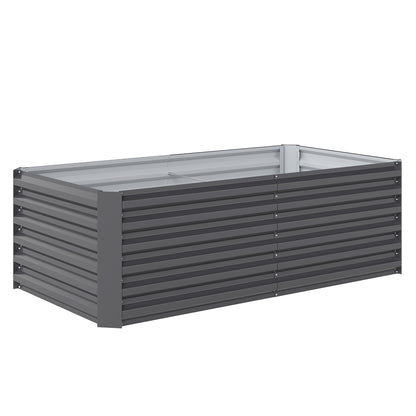 Galvanized Steel Raised Garden Bed 71 x 35.4 x 22.6 in — Deep Planter with Support Rods & Open Bottom, Weatherproof Herb and Vegetable Planter for Garden & Balcony, Dark Gray