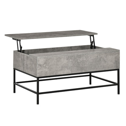 Lift-Top Coffee Table Coffee Table with Hidden Storage Space Lift-Top Table for Living Room Dining Room 90x60.5x45.5 cm Gray Cement