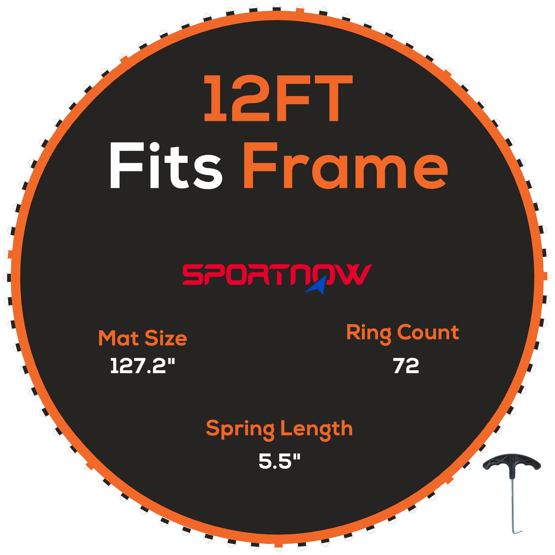 SPORTNOW Trampoline Jumping Mat Bounce Cloth for Trampolines Ø 366 cm, 72 Eyelets and 140mm Spring Length 8-Fold Seam UV-Resistant Jump Cloth 120 kg Load Capacity incl. Spring Tensioner Jump mat Spare Part
