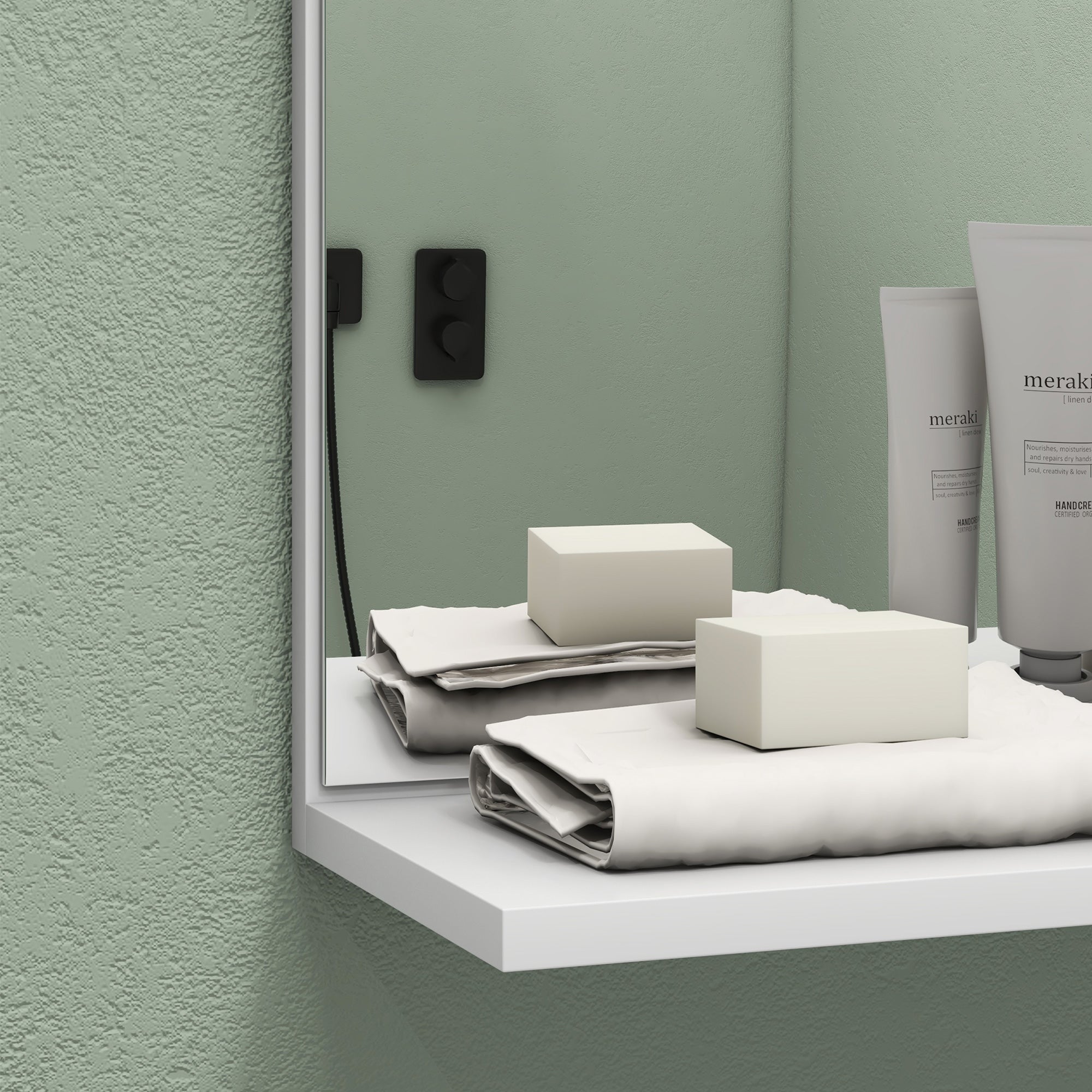 Modern Bathroom Mirror Rectangular Wall Mirror with 4 Storage Shelves for Makeup Dressing Room 45x15x58.5 cm White