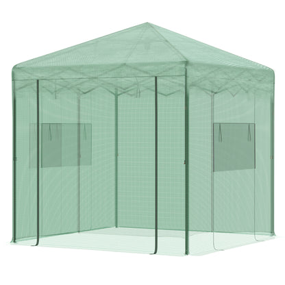 Greenhouse Greenhouse Tomato Greenhouse with Roll-Up Door and Window PE Steel Dark Green 238 x 178 x 240 cm