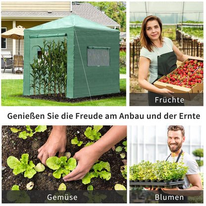 Greenhouse Greenhouse Tomato Greenhouse with Roll-Up Door and Window PE Steel Dark Green 238 x 178 x 240 cm