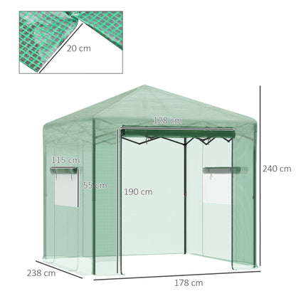 Greenhouse Greenhouse Tomato Greenhouse with Roll-Up Door and Window PE Steel Dark Green 238 x 178 x 240 cm